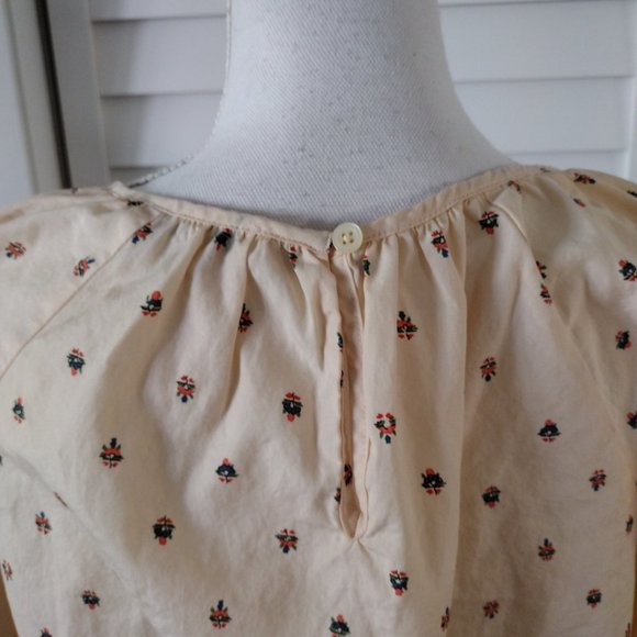 Madewell Women's Multicolored Gathered Puff-Sleeve Crop‎ Top M - Picture 5 of 11